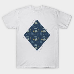 Green & Blue Geometric Book Pattern T-Shirt